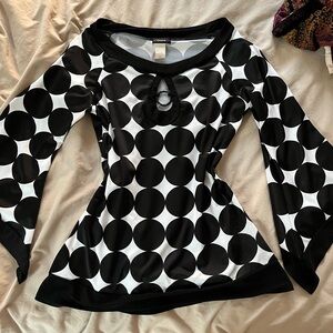 Vintage Black and White Polka Dot Top